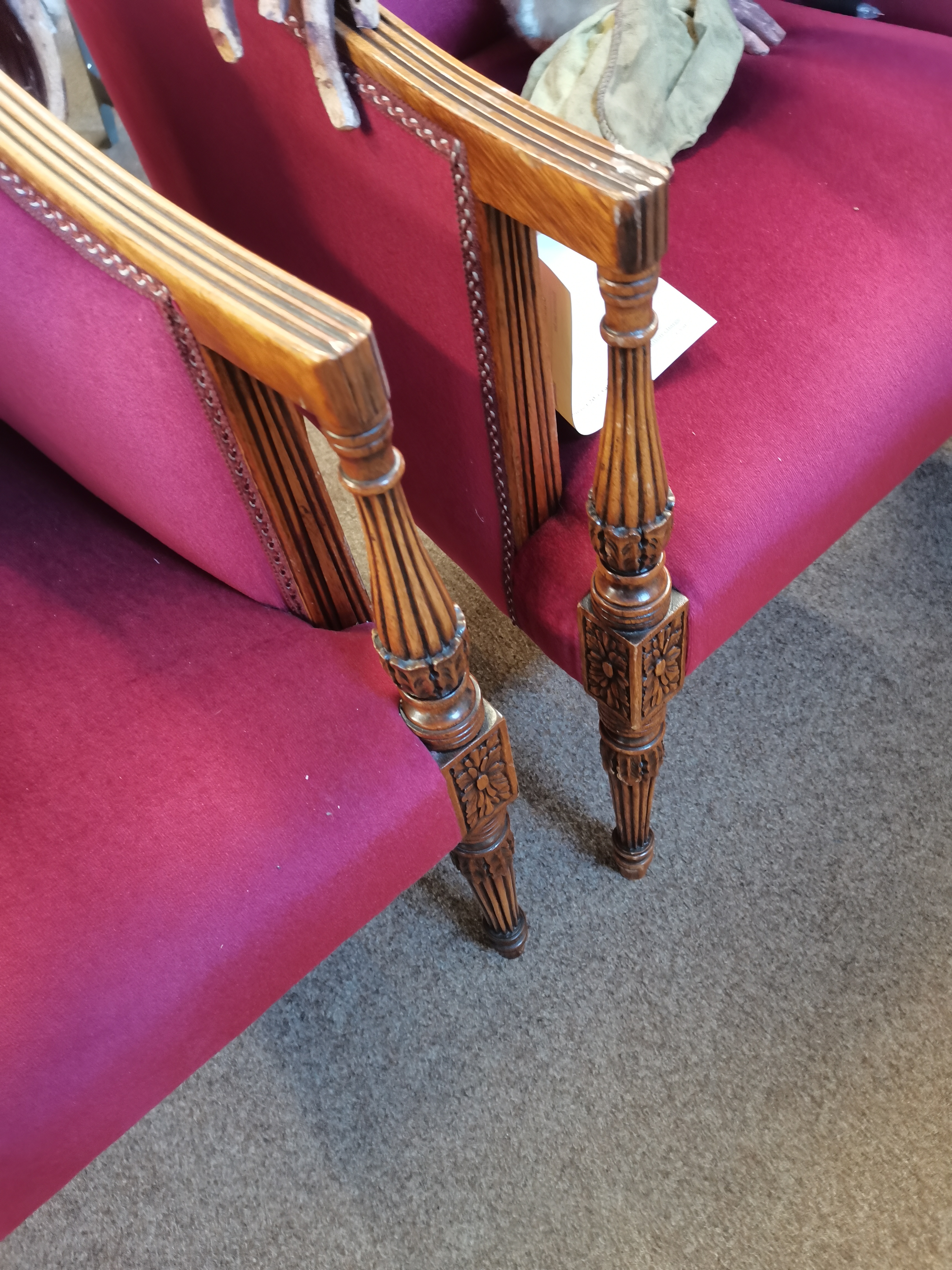 A pair of 20th century mahogany arm chairs with reeded legs - Image 3 of 3