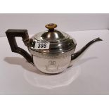 Antique Hallmarked silver tea pot with wooden handle 550g London