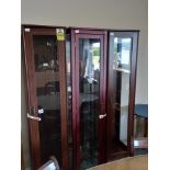 x3 glass fronted display cabinets with glass shelves