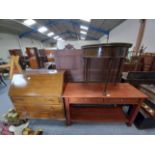 Mahogany Bureau, repro console table and fold over side table