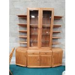 Blonde Ercol glass top display unit