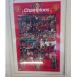 Large Manchester United signed Poster 1998-1999 Treble Champions