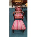 4 x antique balloon backed dining chairs with striped seat