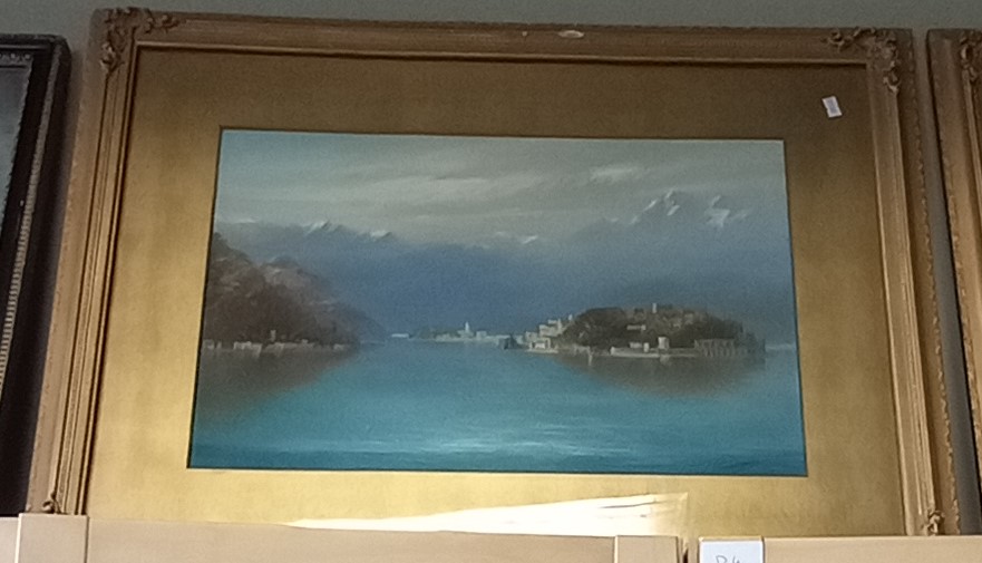 2 x signed paintings of Italian Lakes in gilt fram - Bild 2 aus 2