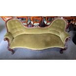 Green velvet covered Victorian Sofa