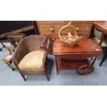 Misc furniture incl Lloyd loom chair, drinks trolley small chairs etc