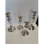 2 x pairs of silver plated candlesticks