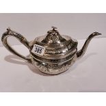 London silver tea pot with heavily patterned 534g