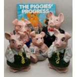 Set of 5 Wade Nat West Piggies with original booklet