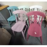 x 5 painted pine kitchen chairs