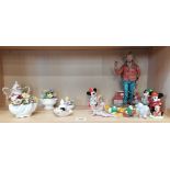 A collection of Coalport ornaments plus Capodimonte Porcelain Guappo Neapolitan creation plus Disney