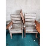 x2 Teak garden seats with middle detachable table