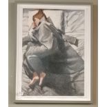 Original Painting by Maxwell Doig - Sleeping Figure Under Coat - Image size W53cm x H76cm