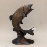 Bronze statue of leaping Salmon