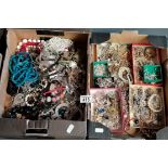 2 x boxes costume jewellery incl Pearls, beads etc