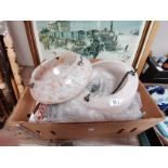 3 x vintage glass light shades