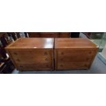 Pair of mahogany and walnut 3 ht chest of drawers