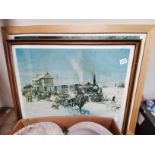 2 x framed pictures by Terrence Cuneo "Sleigh Past" and "Ceremony of the Keys"