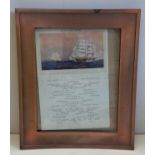 Framed Luncheon menu from Cunard Line 1925