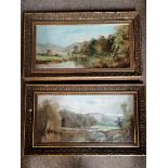 A pair of Victorian oil on canvas painting of country scenes 60cm x 30cm
