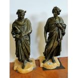 A Pair of Bronze Dante & Ovid statues on marble plinth by Pierre Aubert - H89cm and 87cm ( WEIGHT 22
