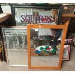 Framed vintage pub pictures / mirrors incl Southern Comfort etc