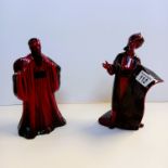 x2 Royal Doulton Flambé figurines 'The Carpet Seller' & 'Confucius' signed Peter A Gee 1992