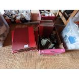 A Box of silver plated and pewter items plus a set of Encyclopaedias
