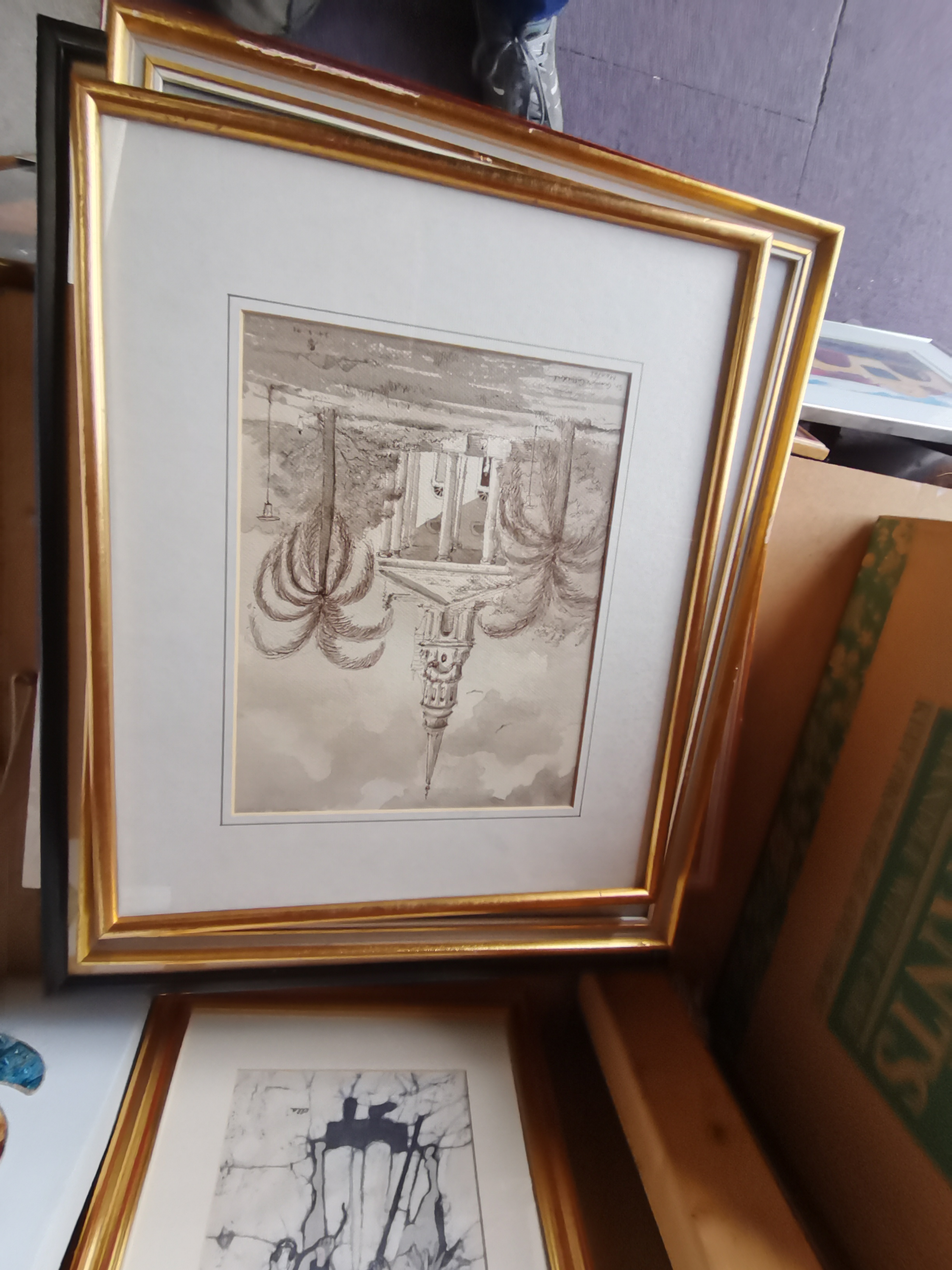 20 framed pictures and prints incl "Minster" original silk painting by Estelle Drew - Bild 3 aus 6