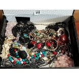 Box of gemstone costume jewellery