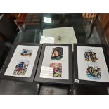 3 x framed comical cruise pictures “Welcome to Montego Bay” plus 5 other sketches