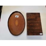 Georgian mahogany small inlaid tray and antique box