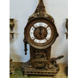Antique brass garniture Mantel clock set