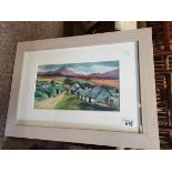 An original mixed media of an Irish village by Peter Kindred North Wales