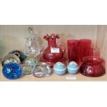 X2 Vintage Wedgwood Pale Blue Jasper ware Cherub egg trinket box plus Cranberry Glassware and paperw