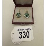 A pair of Emerald and Diamond drop earrings