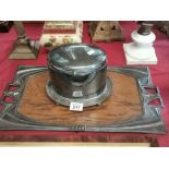 Silver plated biscuit barrel and and antique tray