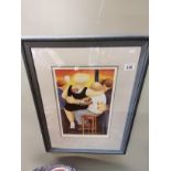 Beryl Cook limited edition Lithograph - Two on a Stool signed in pencil with watermark
