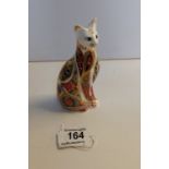 Crown Deby Paperweight Siamese Cat with gold button and box