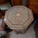 Good quality Indian hoshiarpur bone Inlaid Octagonal folding Table D60cm x H63cm