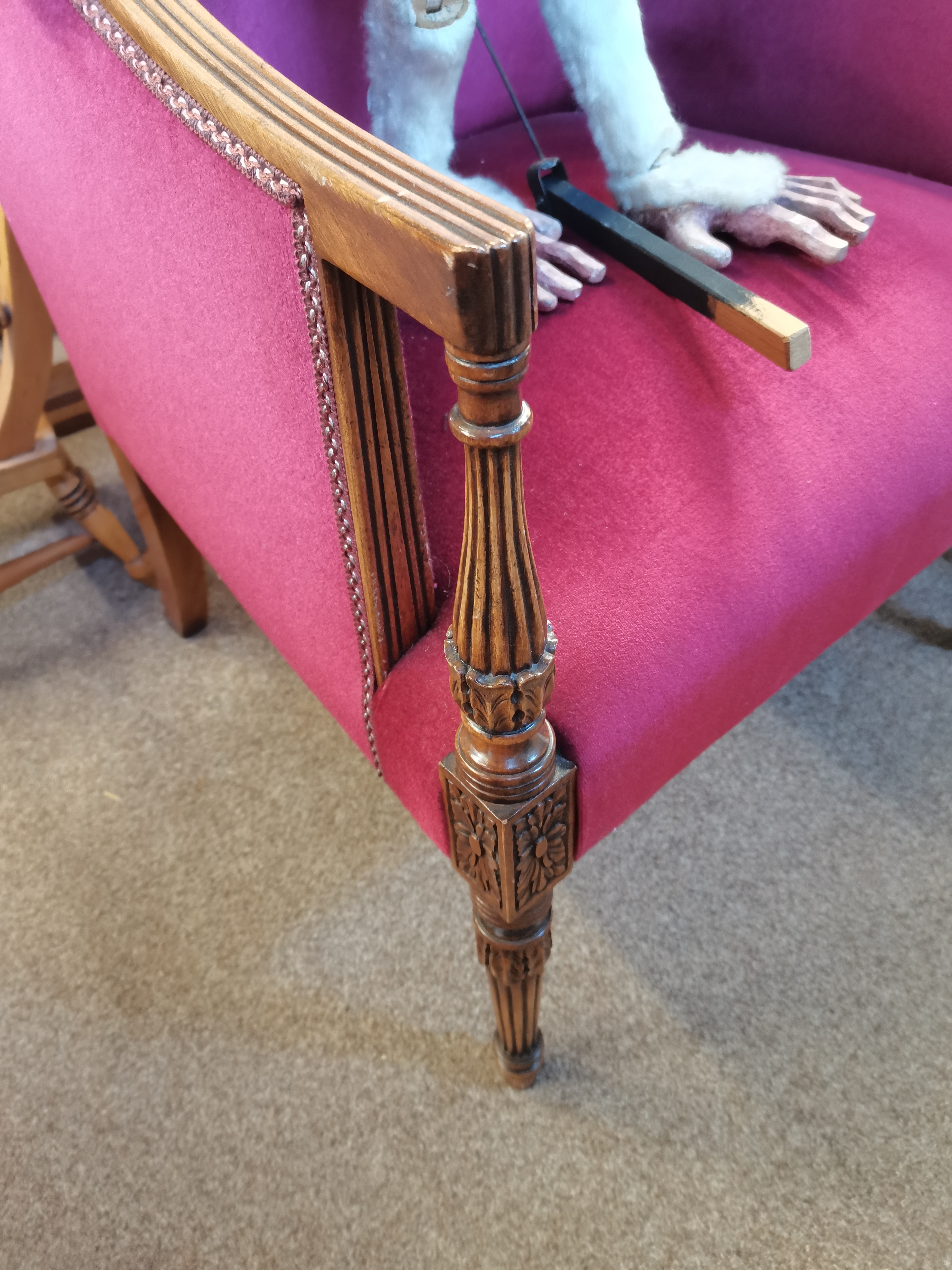 A pair of 20th century mahogany arm chairs with reeded legs - Image 2 of 3