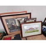 Collection of framed pictures incl by Sam Chadwick and Headingly and Trent Bridge