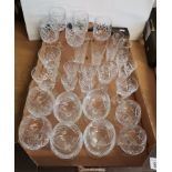 Collection of crystal brandy glasses, wine glasses, sherry glasses, 28 in total