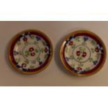 2 x Antique Spongeware plates 21cm Diameter