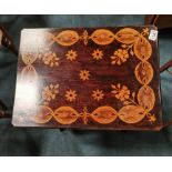 French Art Nouveau Marquetry 2 tier table (Poker work)