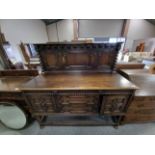 Carved oak sideboard, Oak dressing table with mirror