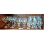 25 Antique etched glasses including 6 x Champagne Coupes, all exc cond.