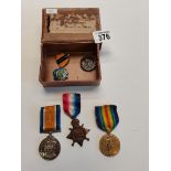 x3 medal and x3 badges 5823 A . W O CL2 H PARKER R HIGHRS Great War 5823 AWO CL 2 H PARKER CIVILISA