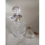 A possibly York silver and cut glass scent bottle with gilt topped scent bottle d/d top