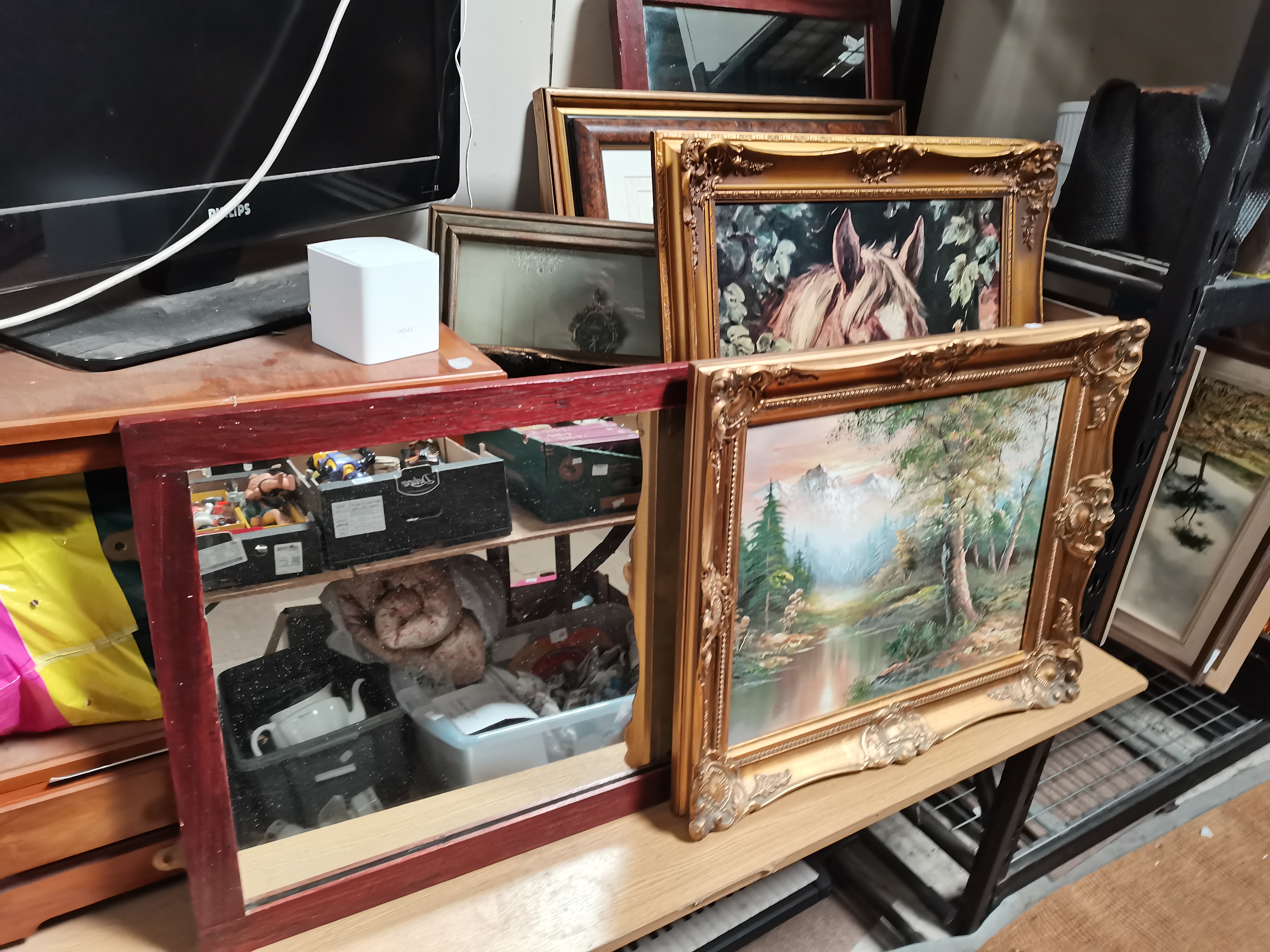 Framed pictures and mirrors